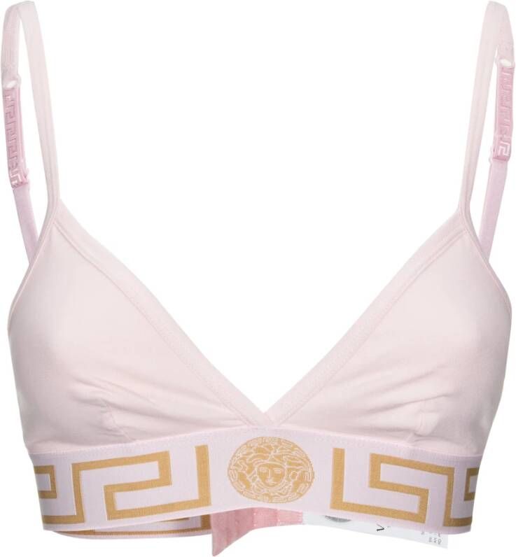 Versace Greca Border Small Strap Bralette , Roze, Dames