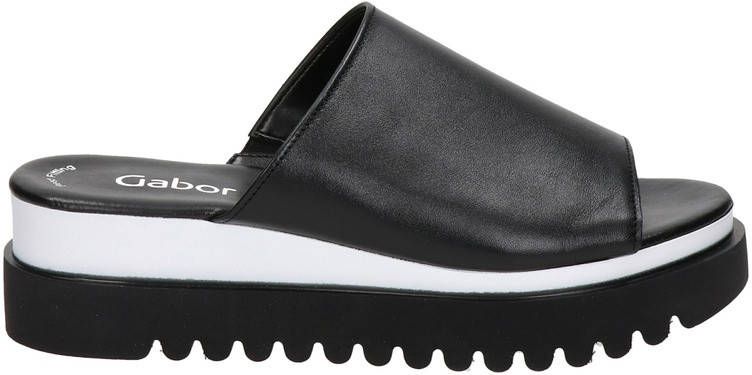 Gabor leren plateau slippers zwart