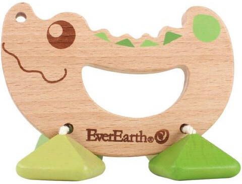 EverEarth ® Grijpspeeltje Krokodil met rammelaar, fsc® hout uit duurzaam beheerde bossen