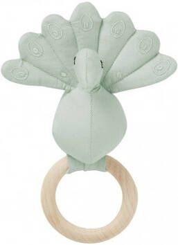 Cam&#xAE, COPENHAGEN Rammelaar, pauw, met houten ring van esdoorn OCS Dusty Green