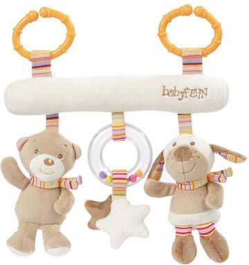 Fehn Grijpspeeltje Activity trapeze rainbow met ring ter bevestiging aan kinderwagen, babyzitje of bed