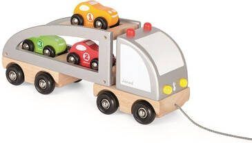 Janod ®, Auto Transporter met lading, Trekfiguur