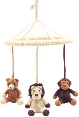 Merkloos Naturezoo Mobiel (Beer, Leeuw, Aap) Gehaakt Junior 24 Cm Multicolor