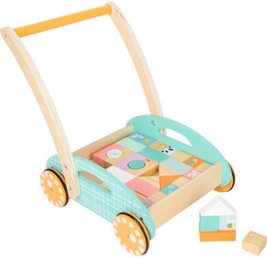 Small Foot Loopwagen Auto Junior 36 Cm Hout/staal Blauw/oranje