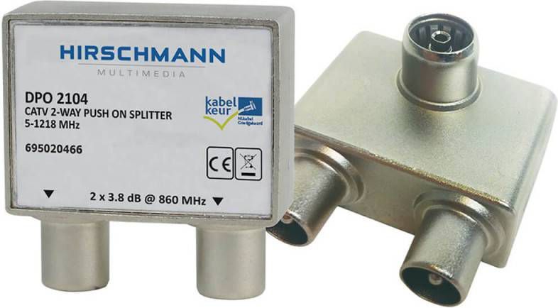 Hirschmann Iec Opsteek Splitter Tv 9.5(f)- 2x9.5(m )