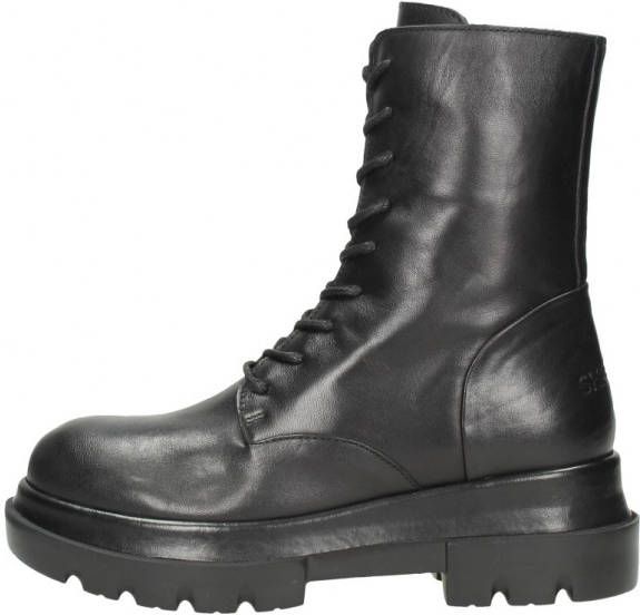 Shabbies Enkellaarsjes Ankle Boot Laceup Soft Nappa Leather Zwart