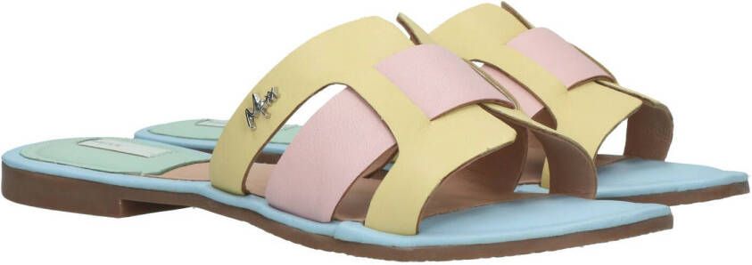 Mexx Jacey leren slippers geel/multi