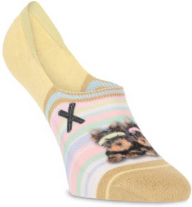 XPOOOS no show sneakersokken Daisy geel