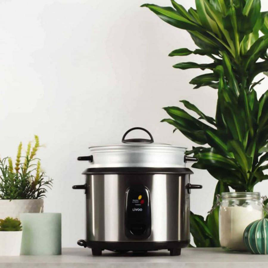 Livoo Rijstkoker en stomer 10 personen 700 W 1, 8 L zilverkleurig