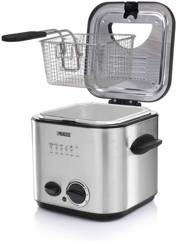 Princess Mini friteuse en fonduepan 840 W 1, 2 L zilverkleurig 182611