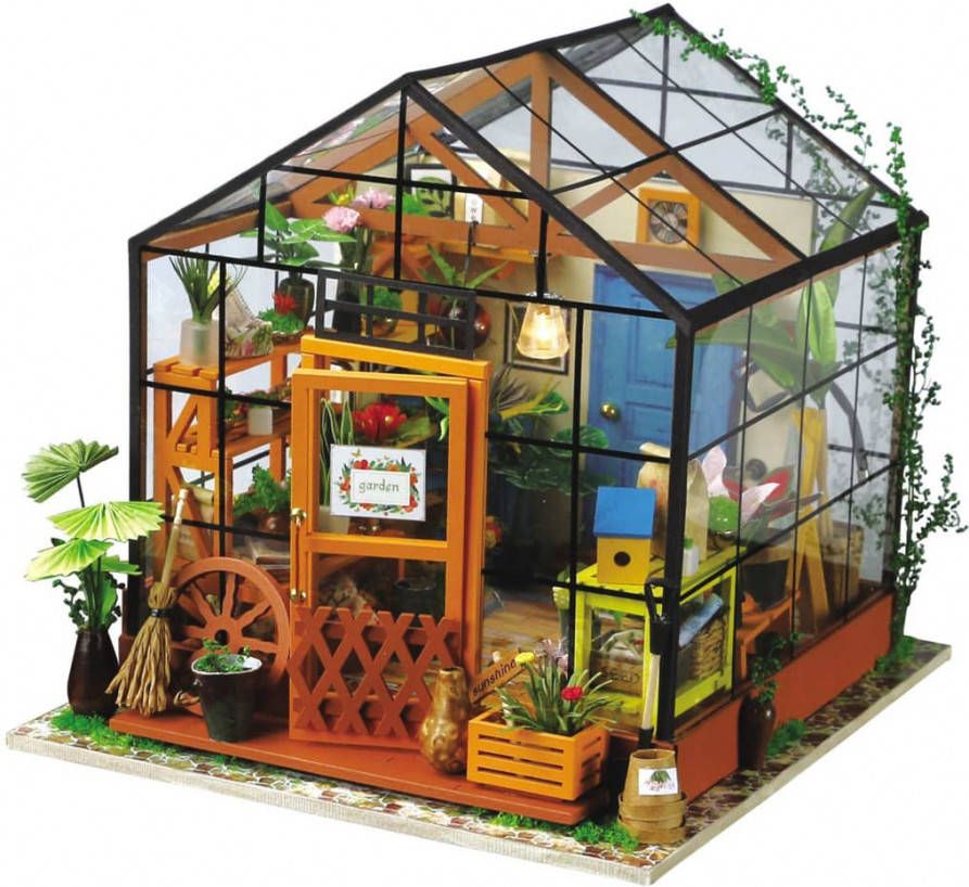 Robotime Cathy's Bloemenhuis Dg104 Diy Houten Modelbouw Poppenhuis Met Led Licht Diy