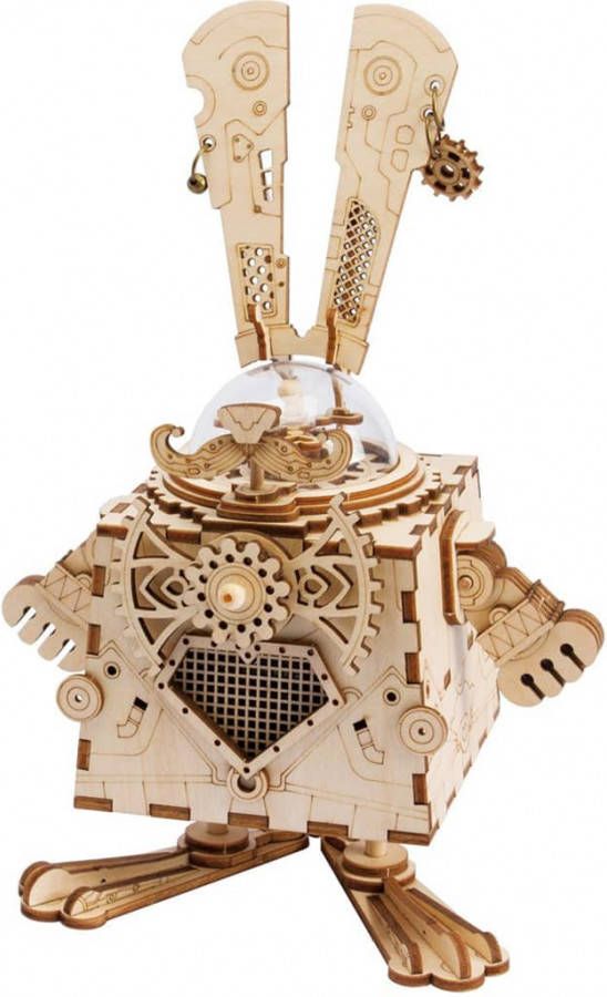 Robotime Bunny Am481 Houten Modelbouw Muziekdoos Steampunk Diy