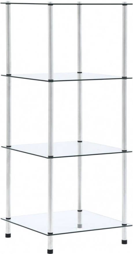 vidaXL Kastje 4 laags 40x40x100 cm gehard glas transparant