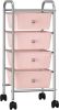 VIDAXL Opbergtrolley met 4 lades mobiel kunststof roze online kopen