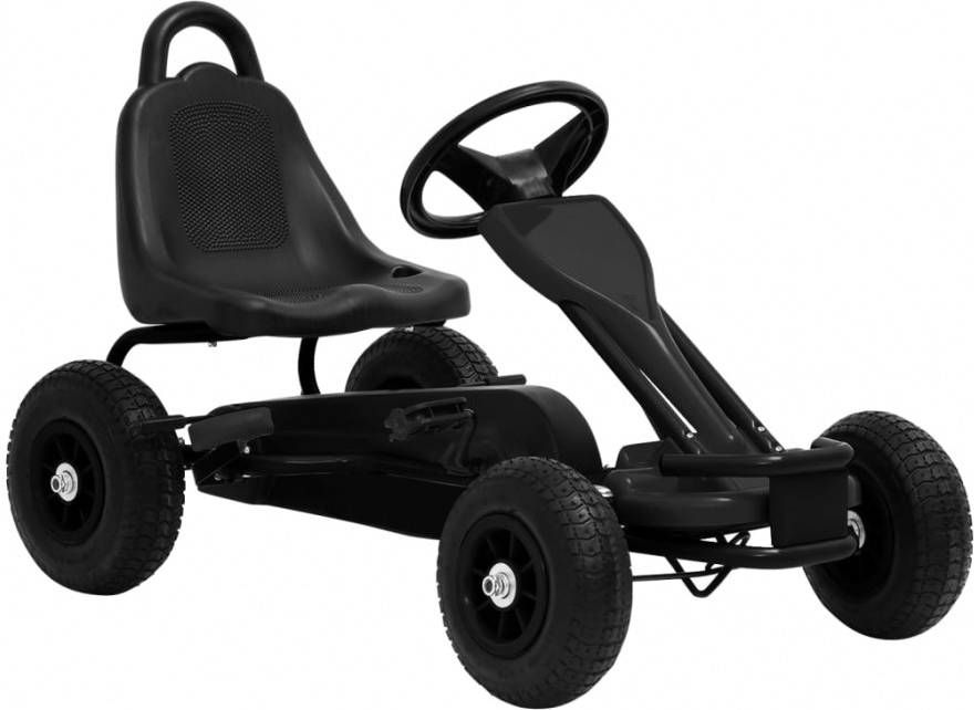 VIDAXL Skelter met pedalen en pneumatische banden zwart