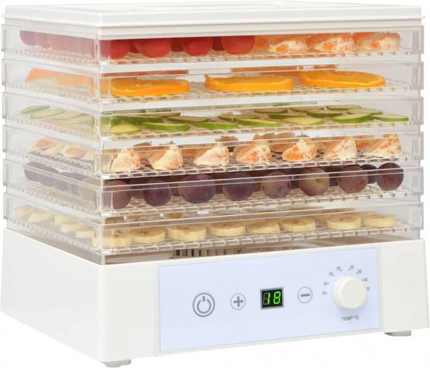 VIDAXL Voedseldroger met 6 lades 250 W wit