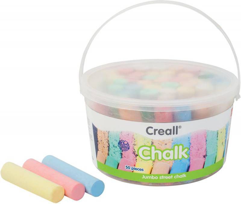 Creall Havo stoepkrijt Chalk emmertje van 50 stuks