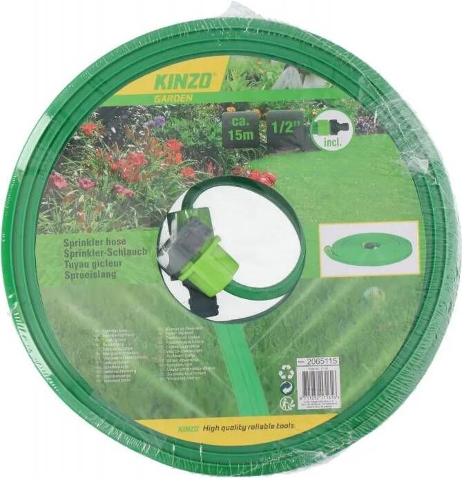 Kinzo Garden Sproeislang 15 Meter Groen 2x Koppelstuk