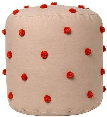 Ferm Living Dot Tufted Poef Camel/Red