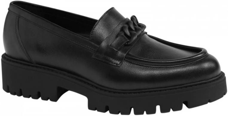 5th avenue Zwarte leren chunky loafer sierketting