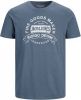 JACK & JONES ESSENTIALS slim fit T shirt JJEJEANS met logo grisaille online kopen