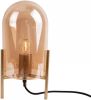 Leitmotiv Tafellampen Table lamp Glass Bell amber brown gold frame Goudkleurig online kopen