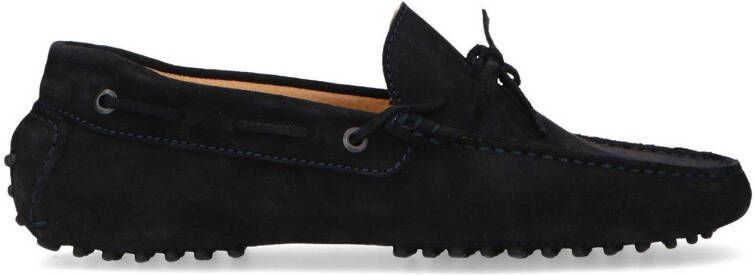 Manfield suède mocassins donkerblauw