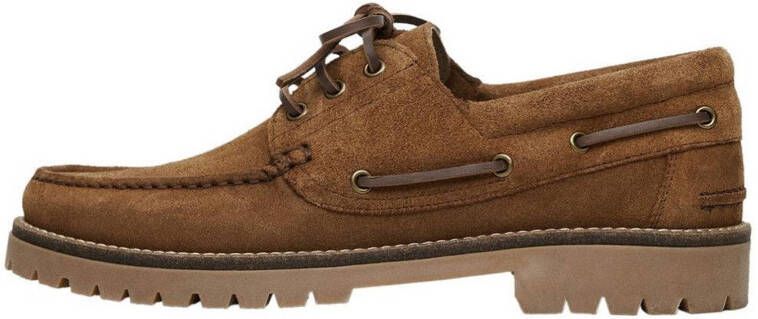 Mango Man suède veterschoenen cognac