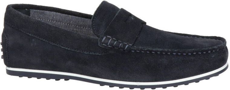 Nelson suède mocassins donkerblauw