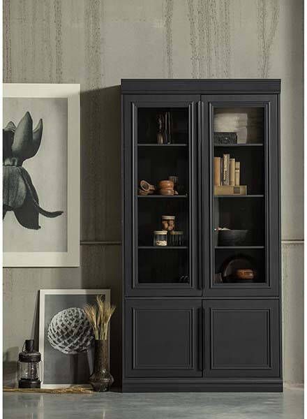 BePureHome Vitrinekast 'Organize' Grenen, kleur Matzwart