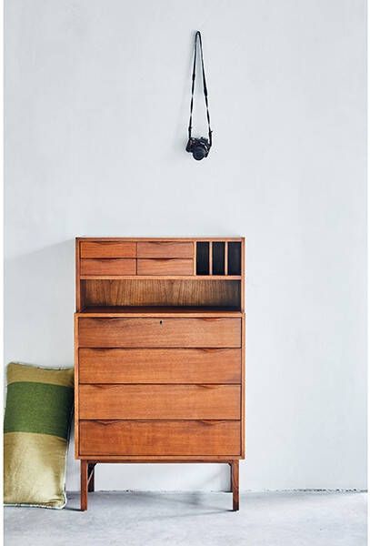 HKliving Wooden Secretaire grijsblauw